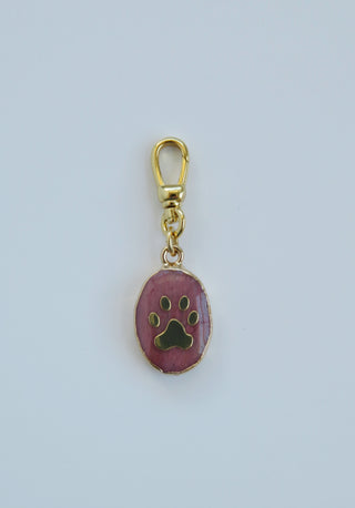 Pink Quartz Dog Paw Charm Swivel Clasp
