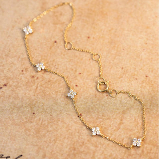 Dainty Diamond Flower Bracelet