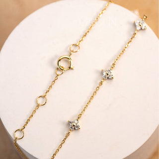 Dainty Diamond Flower Bracelet