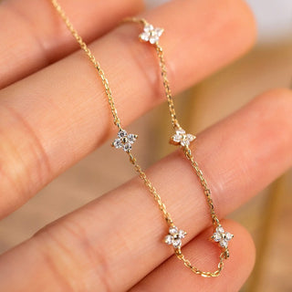 Dainty Diamond Flower Bracelet