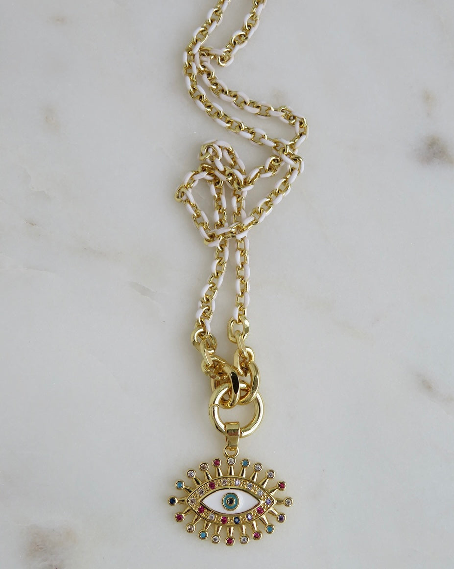 Santorini Clasp Necklace - Evil Eye