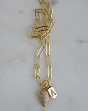 Load image into Gallery viewer, Shield &amp; Initial Tag Necklace - Clip Chain
