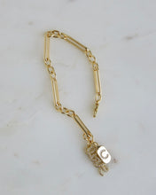 Load image into Gallery viewer, Love &amp; Diamond Initial Tag Bracelet - Figaro Link