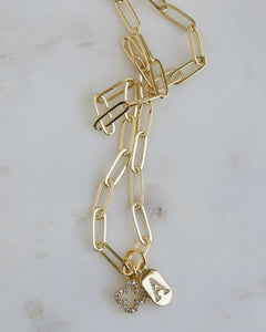 Clover & Initial Tag Necklace - Clip Chain