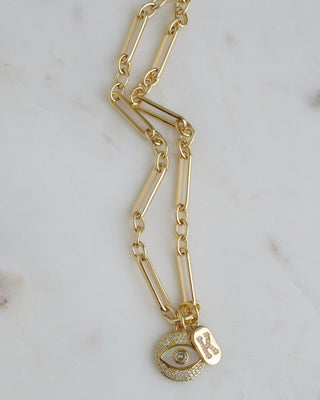 Perla Evil Eye Necklace - Figaro Chain