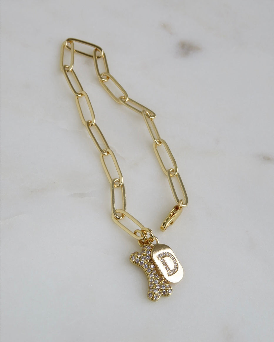 Diamond Initial on Chain Bracelet