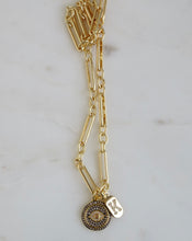 Load image into Gallery viewer, Agnes Evil Eye &amp; Initial Tag Necklace - Figaro Chain