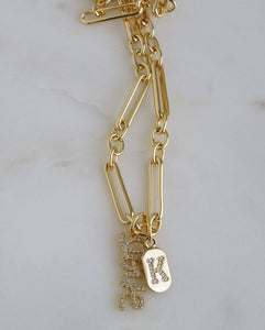 Buy One, Get One 50% Off - 
Love & Initial Tag Necklace - Figaro Chain