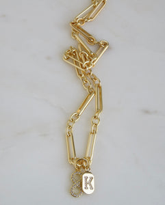 Infinity & Initial Tag Necklace - Figaro Chain