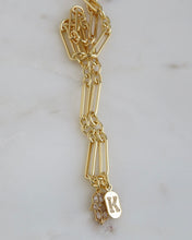 Load image into Gallery viewer, Hamsa &amp; Initial Tag Necklace - Figaro Chain