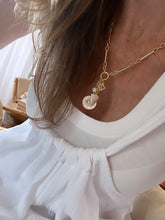 Load image into Gallery viewer, Santorini Evil Eye Charm Cluster Necklace - Figaro Link