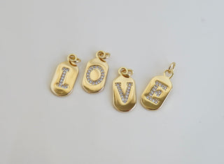 Diamond Initial Tag - 4mm Jump Ring