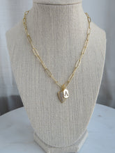 Load image into Gallery viewer, Shield &amp; Initial Tag Necklace - Clip Chain