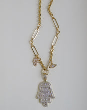 Load image into Gallery viewer, Baguette Diamond Hamsa Pendant