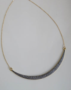 15” Pave Diamond Moon Necklace