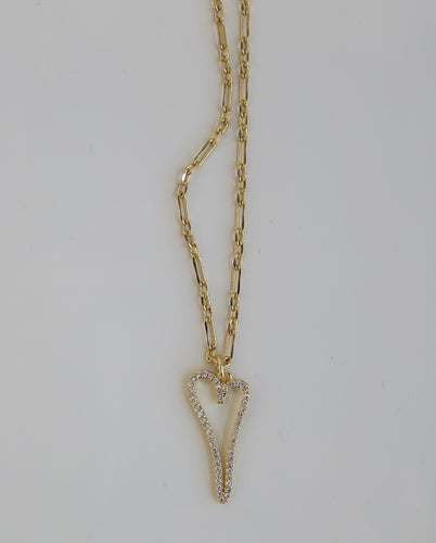 Diamond Script Heart Necklace