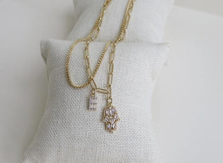 Chiara - Diamond Hamsa & Initial Ankle Bracelets