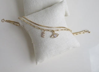 Chiara -Diamond Evil Eye & Initial Ankle Bracelets