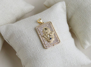 Diamond Hamsa Tag Pendant