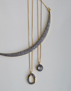 Rose Cut Diamond Moon Necklace