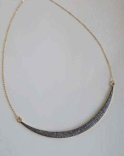 Rose Cut Diamond Moon Necklace